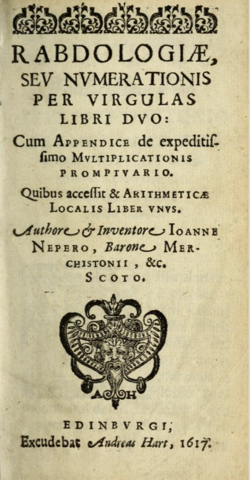 Title page of Rabdologiae (1617)